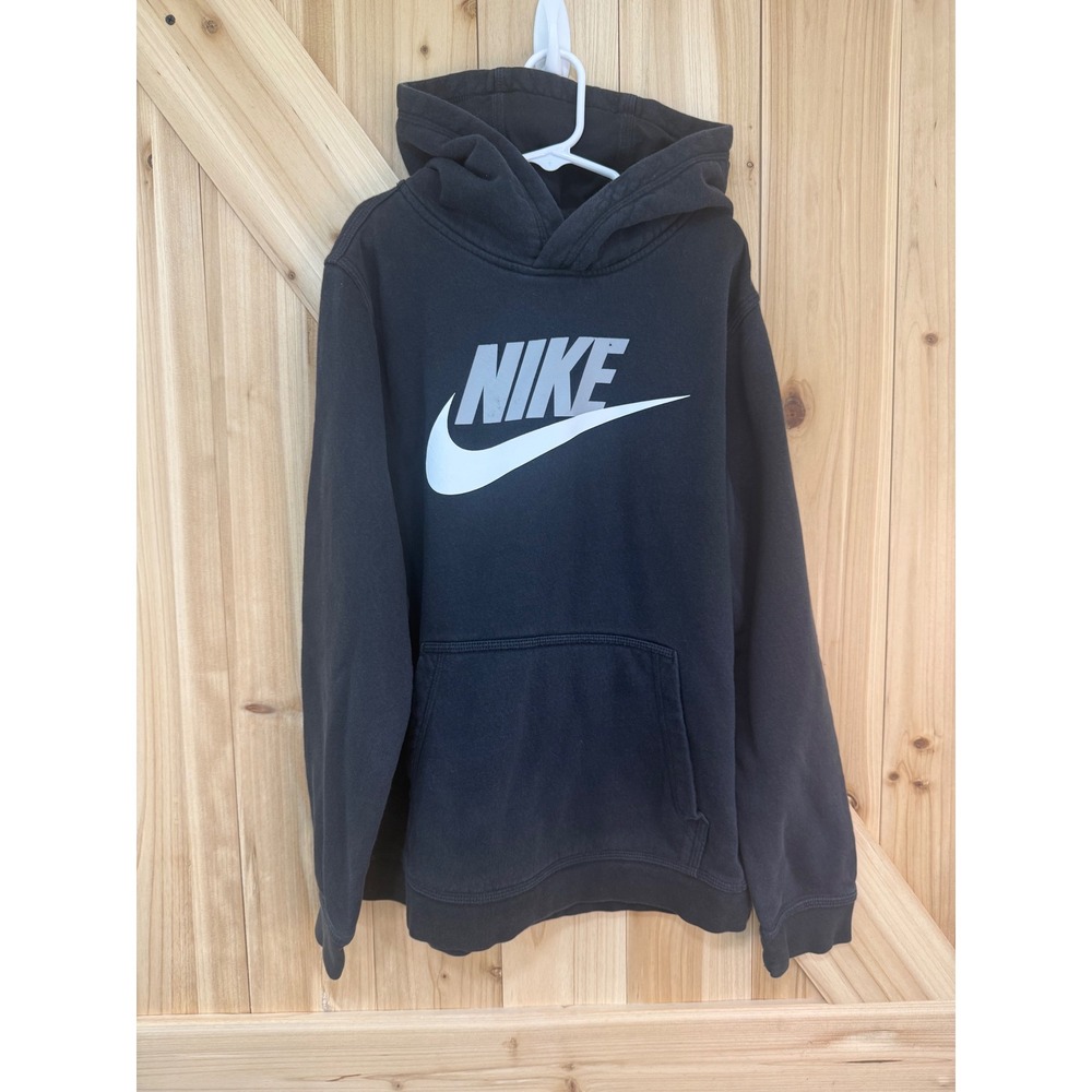 Nike Boys Sportswear Club Fleece Pullover Hoodie Black Futura Logo Size Large